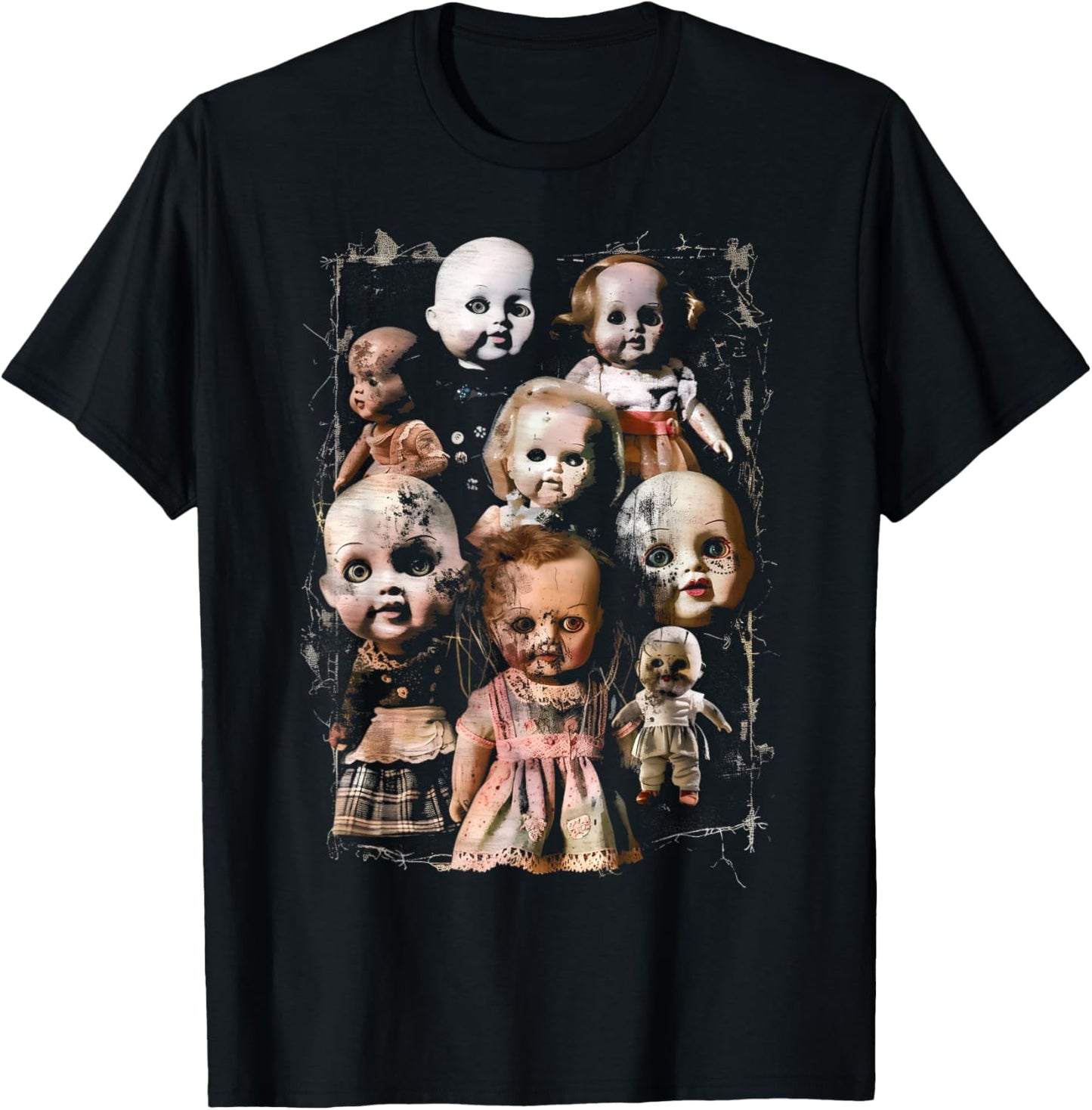 Creepy Dolls Haunted Possessed Horror Movie Goth Alt Scary T-Shirt - T-Shirt | Black