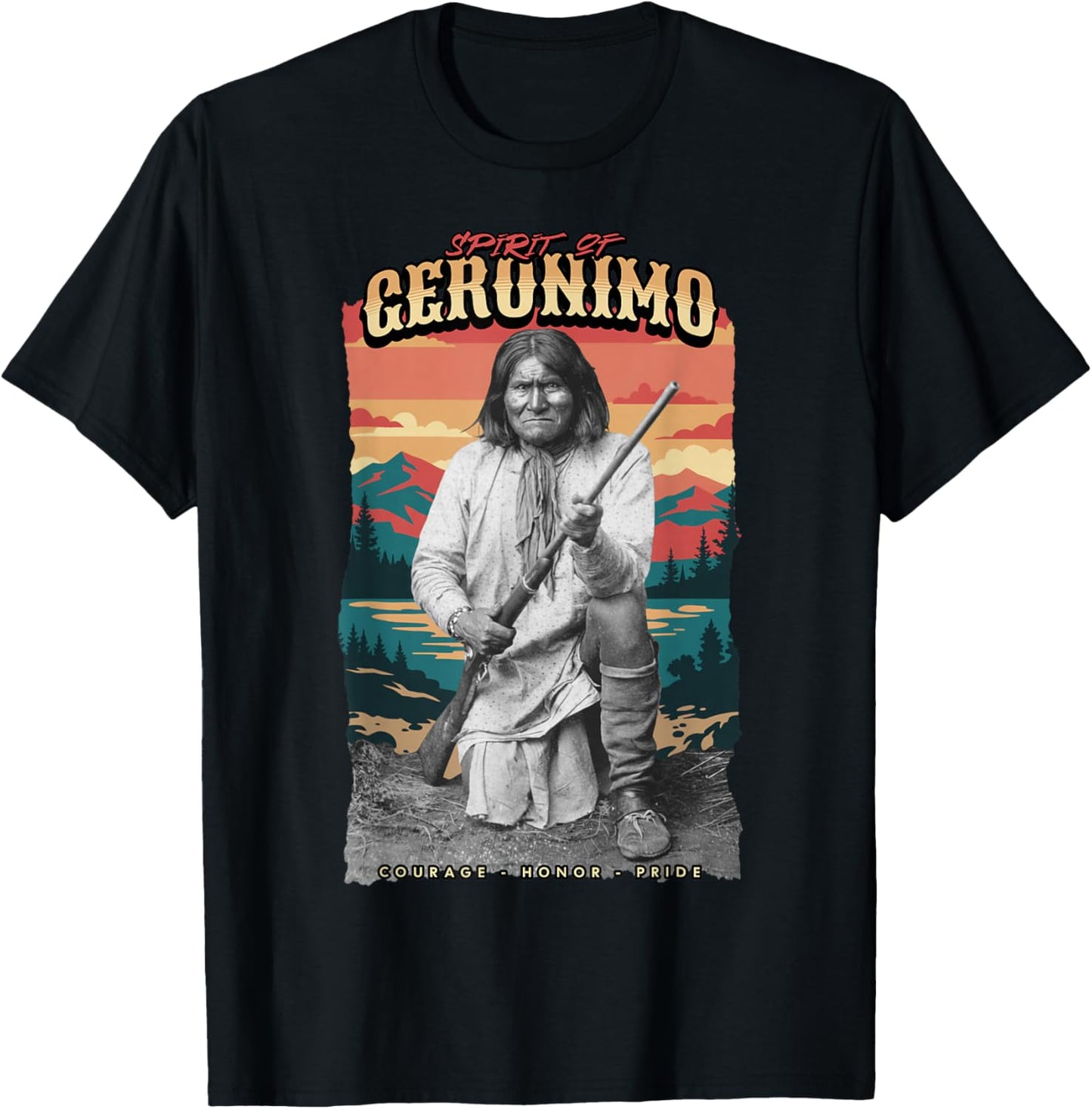 Geronimo Native American Indian Hero Arizona T-Shirt - T-Shirt | Black