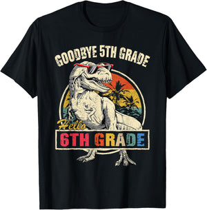 Goodbye 5th Grade Hello 6th Grade Graduation T Rex Boys Kids T-Shirt - T-Shirt | Black