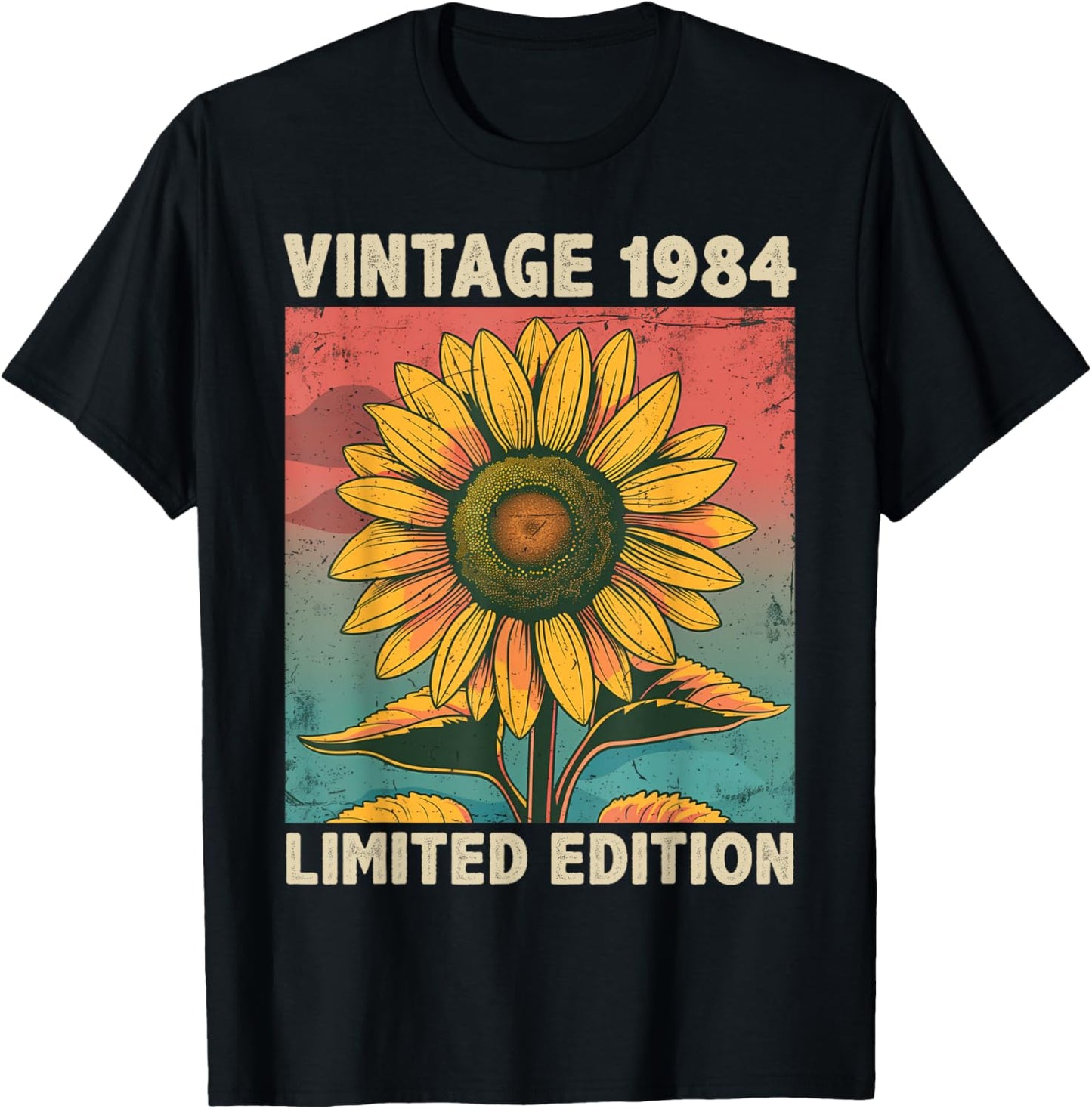 41 Years Old Gift Vintage 1984 Sunflower Lover 41st Birthday T-Shirt - T-Shirt | Black