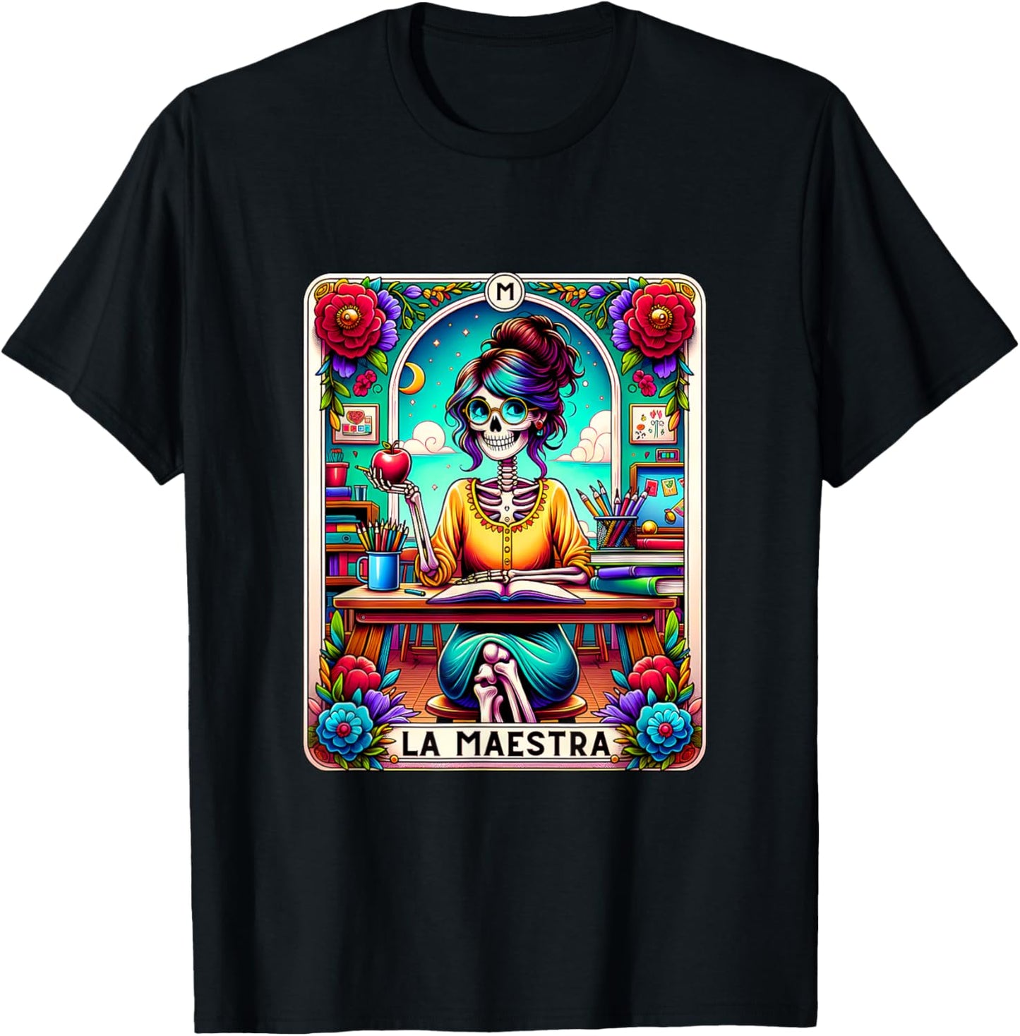 La Maestra Tarot Card Funny Spanish Teacher Mexican Latina T-Shirt - T-Shirt | Black