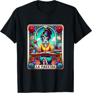 La Maestra Tarot Card Funny Spanish Teacher Mexican Latina T-Shirt - T-Shirt | Black