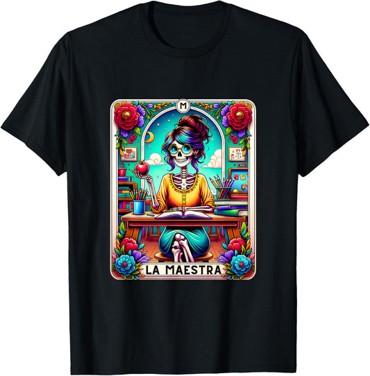 La Maestra Tarot Card Funny Spanish Teacher Mexican Latina T-Shirt - T-Shirt | Black
