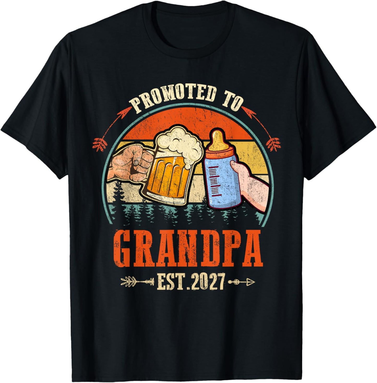 Promoted to Grandpa 2027 Funny Shirt for new Grandpa T-Shirt - T-Shirt | Black