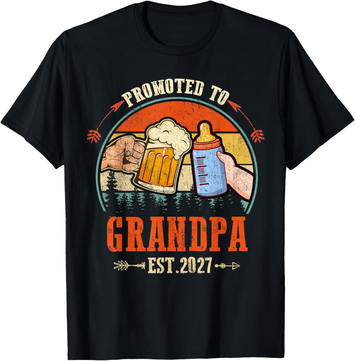 Promoted to Grandpa 2027 Funny Shirt for new Grandpa T-Shirt - T-Shirt | Black