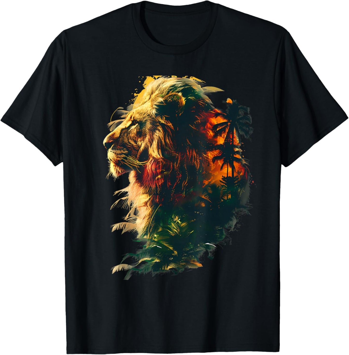 Rasta Reggae Lion Rasta Roots Lion Of Judah Reggae Music T-Shirt - T-Shirt | Black