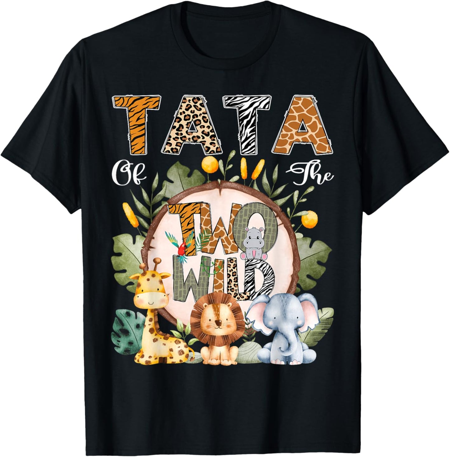 Tata Of The Two Wild Animal Safari 2Nd Birthday Party T-Shirt - T-Shirt | Black