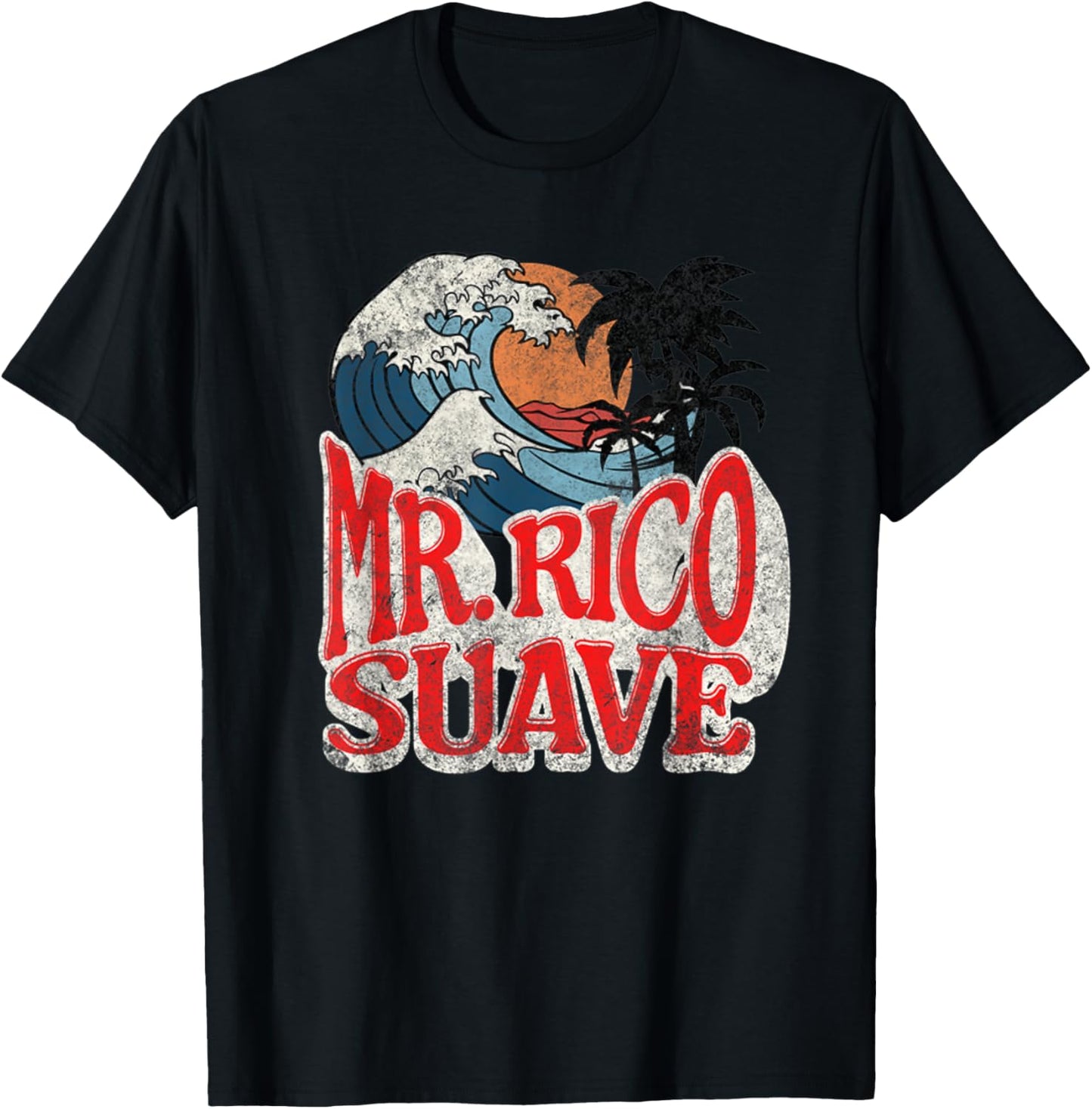 Funny Mr. Rico Suave Fun Surf Retro Palm Trees Novelty T-Shirt - T-Shirt | Black