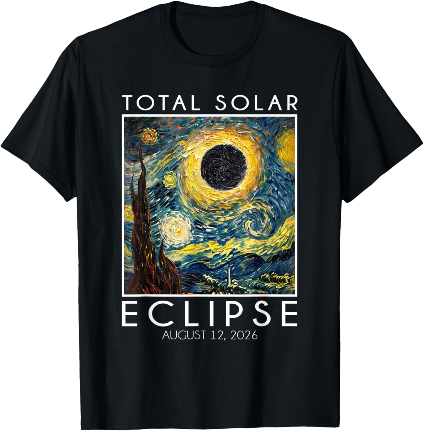 Totale Sonnenfinsternis 2026 Pfad der Totalität Spanien 12. August T-Shirt - T-Shirt | Black