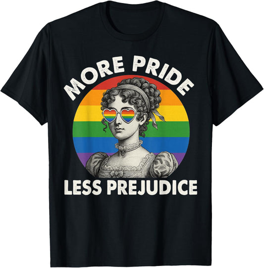 Mehr Stolz, weniger Vorurteile, LGBTQ-Regenbogenkunst T-Shirt - T-Shirt | Black