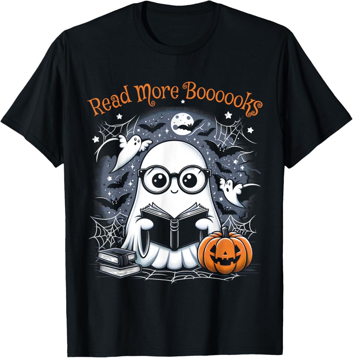 Read More Books Ghosts Cute Women Halloween Teachers T-Shirt - T-Shirt | Black