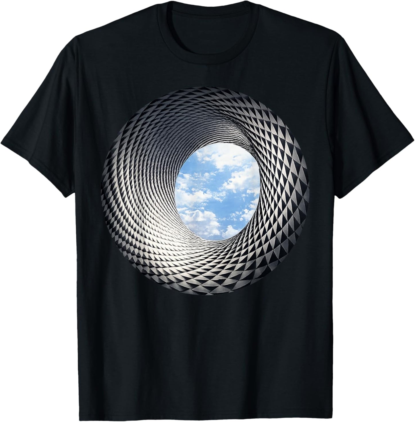 3D Optical Illusion Spiral Abstract Tunnel Design T-Shirt - T-Shirt | Black