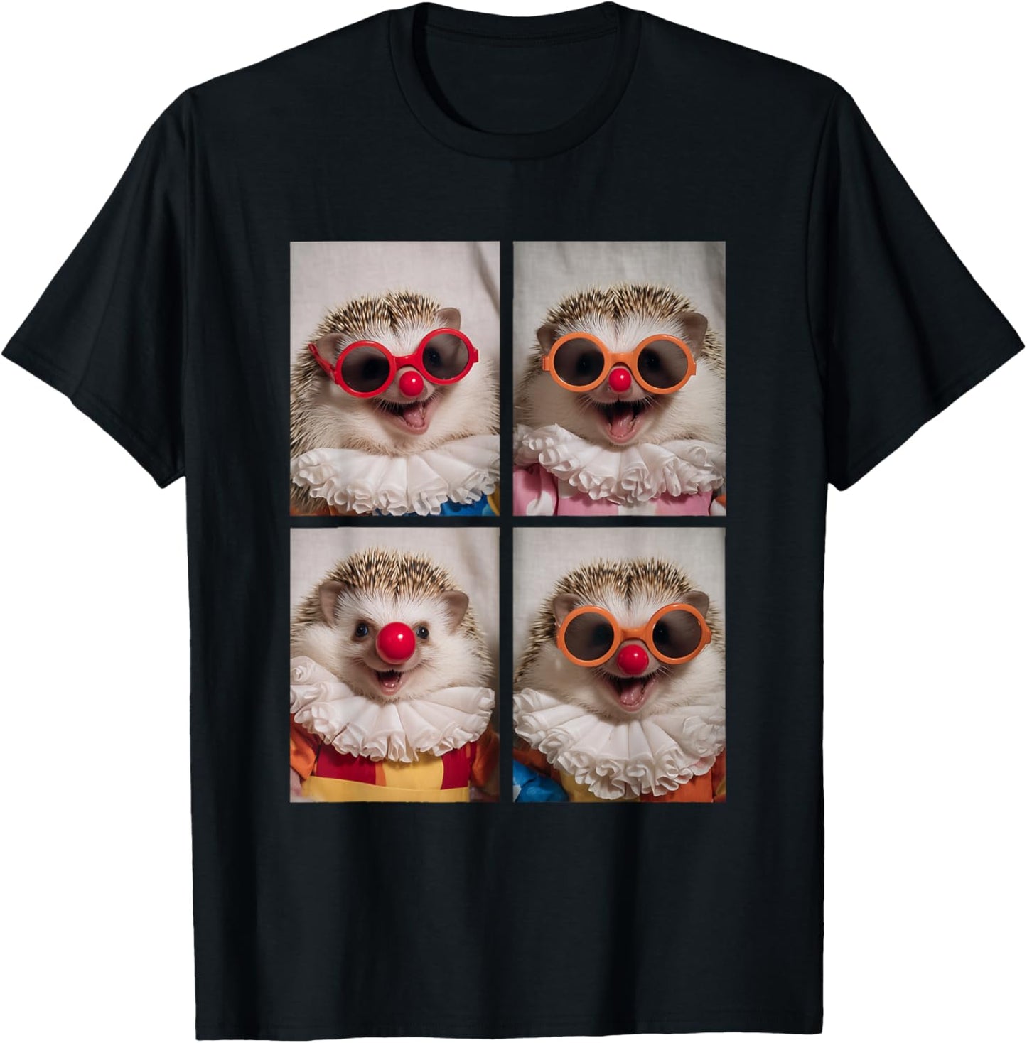 Cute Clown Hedgehogs with Sunglasses Kidcore Halloween T-Shirt - T-Shirt | Black