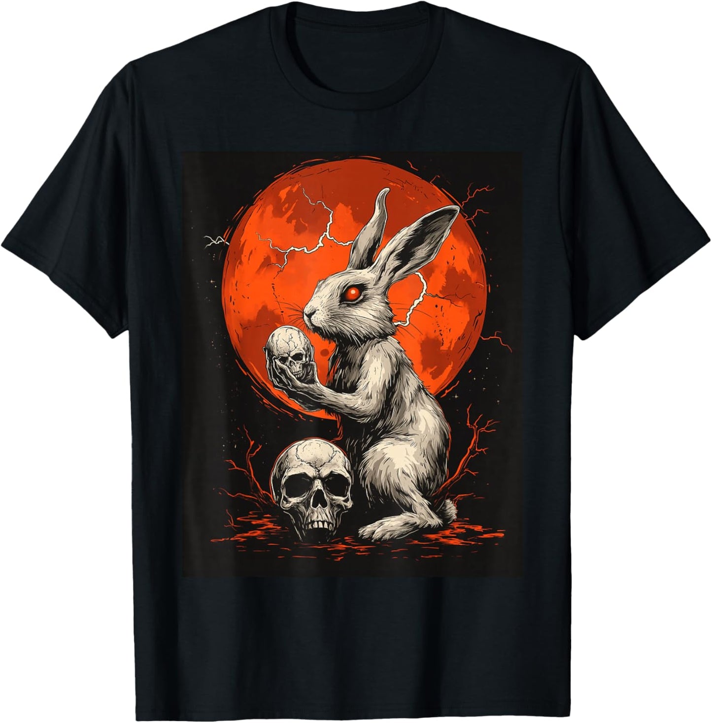 Kaninchen Totenkopf Mond Herren Gothic Damen Totenkopf Hase T-Shirt - T-Shirt | Black