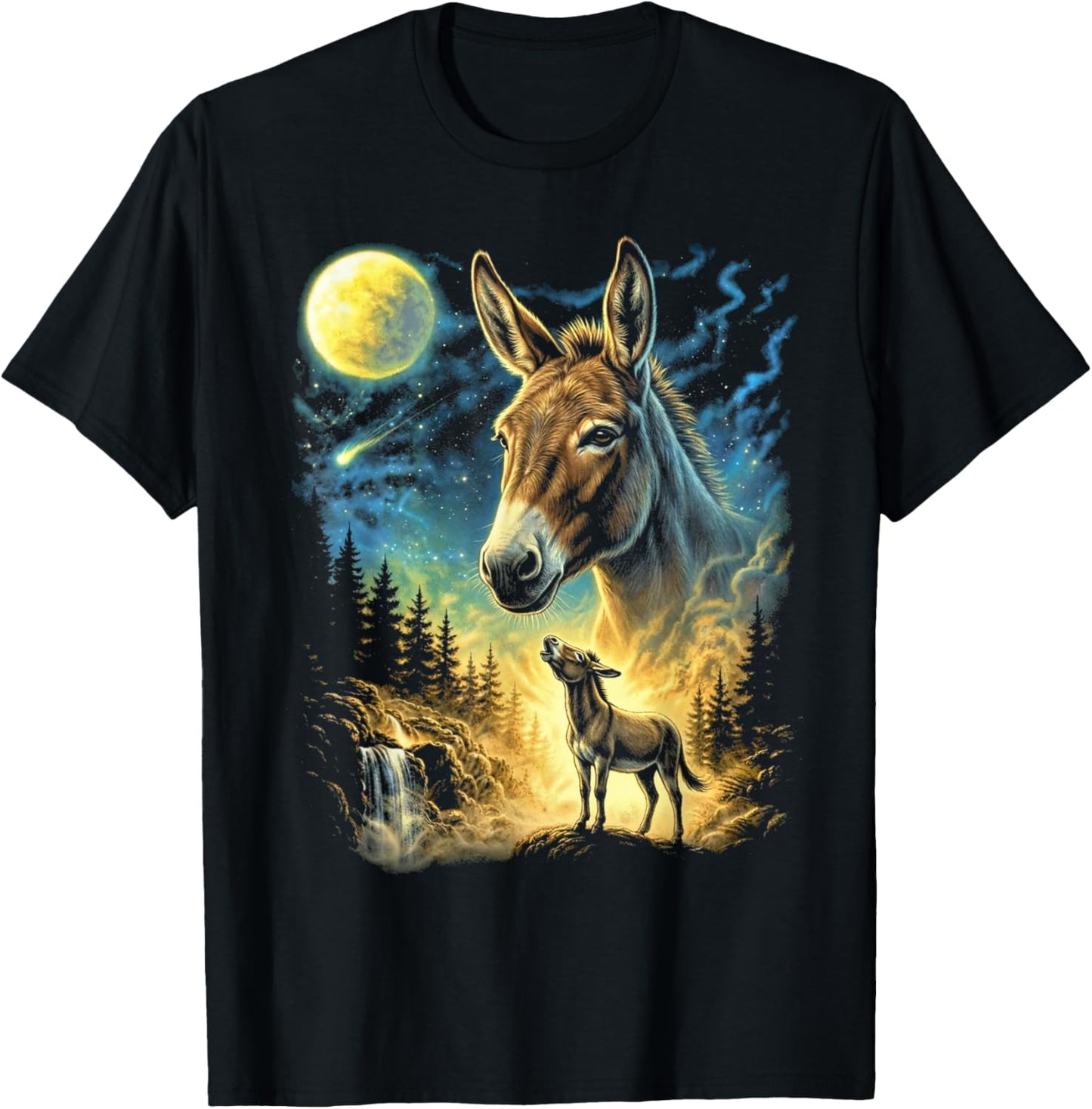 Mule Howling to The Moon Meme Funny 90's Mule Farm Animal T-Shirt - T-Shirt | Black