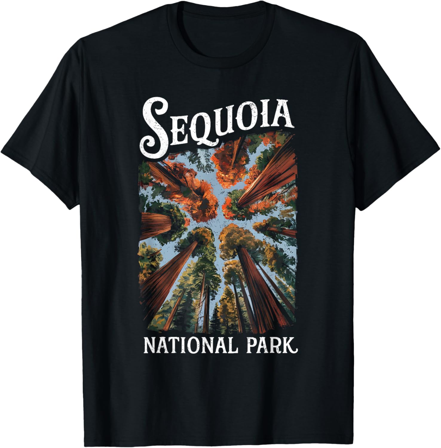 Sequoia National Park California Giant Tree Souvenir Grunge T-Shirt - T-Shirt | Black