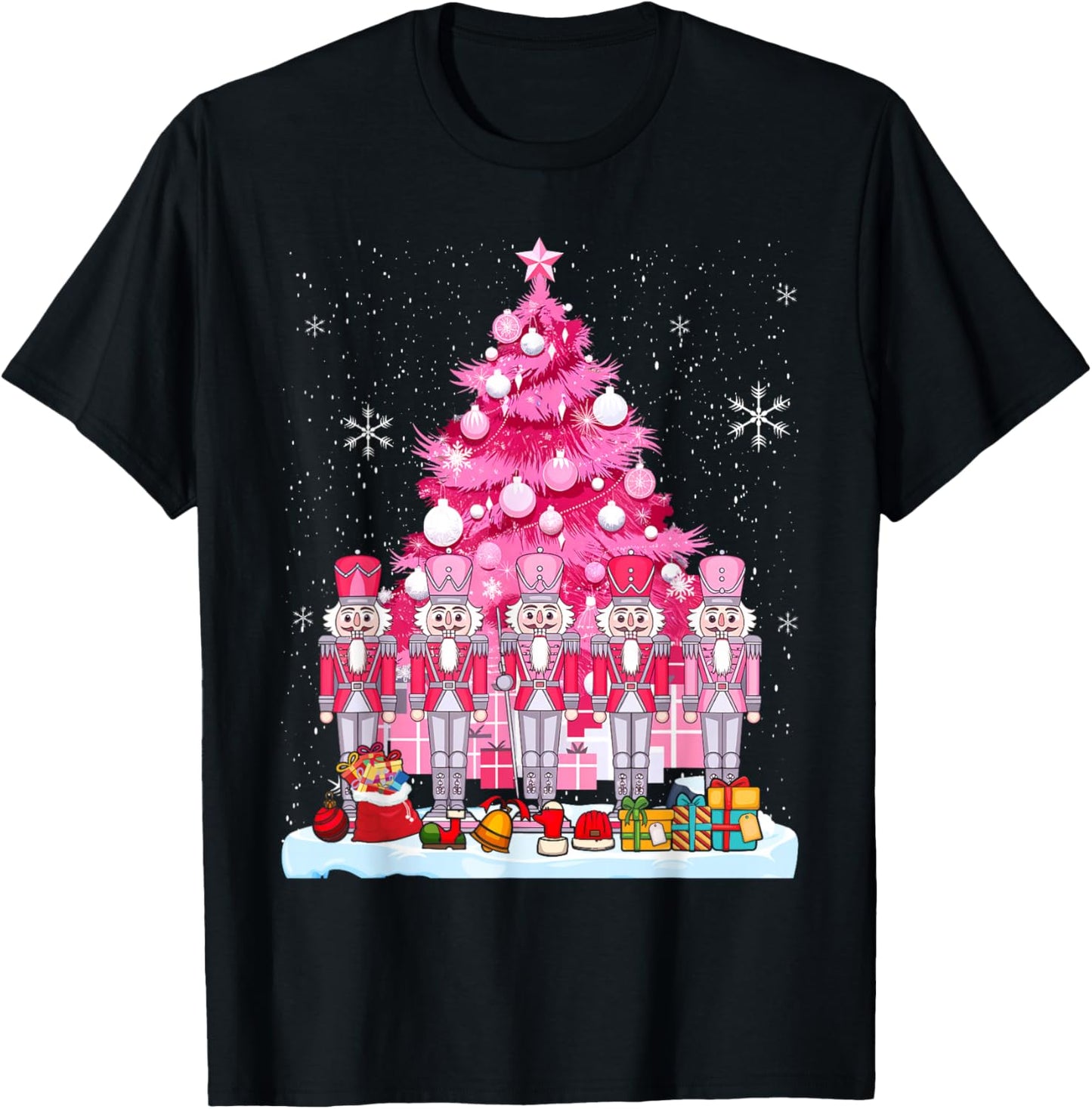 Pink Christmas Nutcracker Christmas Tree Christmas T-Shirt - T-Shirt | Black
