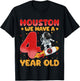 Kids Houston We Have A Four Year Old Space Astronaut 4th Birthday T-Shirt - T-Shirt | Black