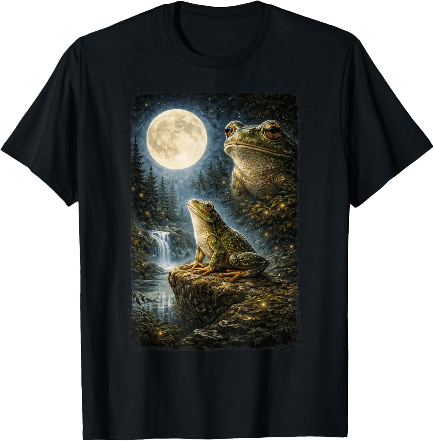 Funny Frog Art Design Frog Howling at The Moon T-Shirt - T-Shirt | Black