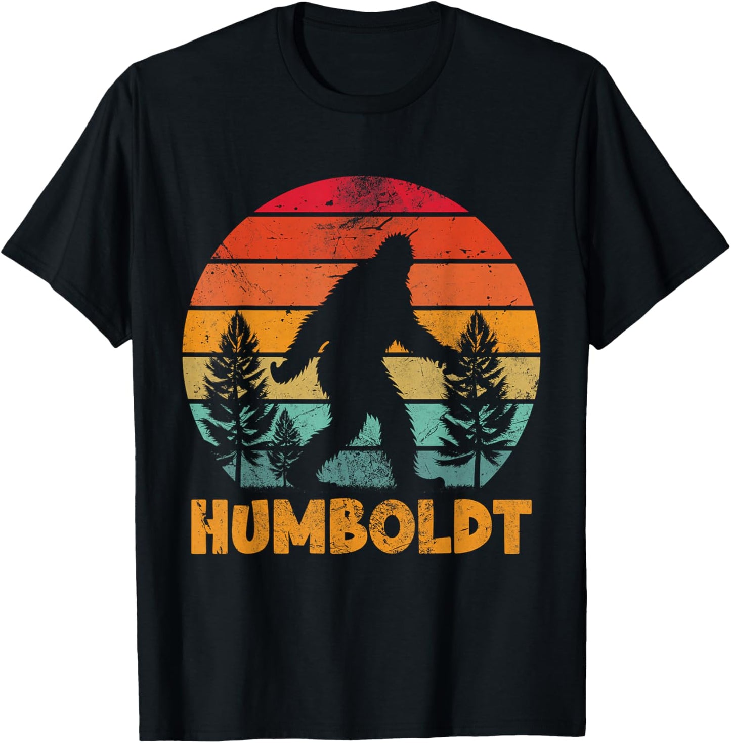 Humboldt County California Bigfoot Sasquatch Vintage T-Shirt - T-Shirt | Black