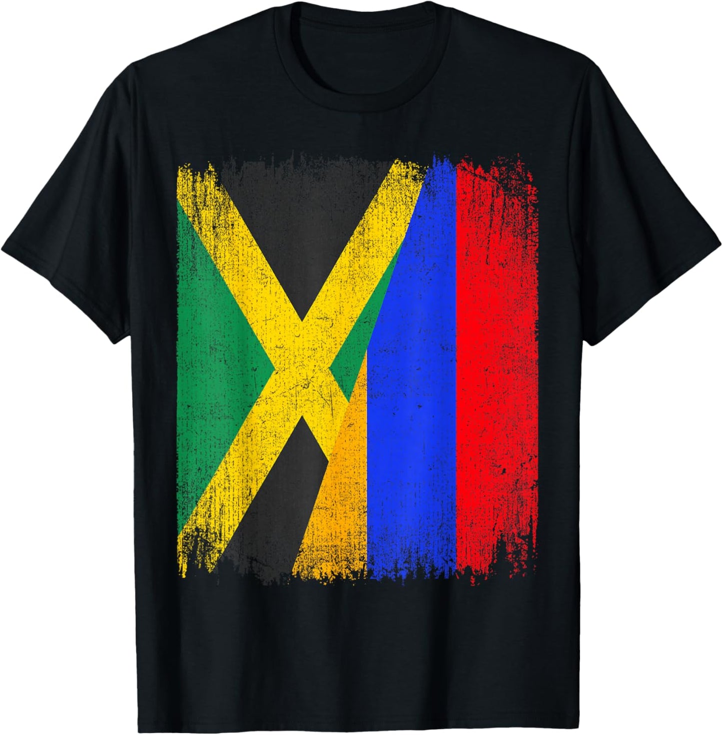 Half Jamaica Armenia Flag Jamaican Armenian Pride Roots T-Shirt - T-Shirt | Black
