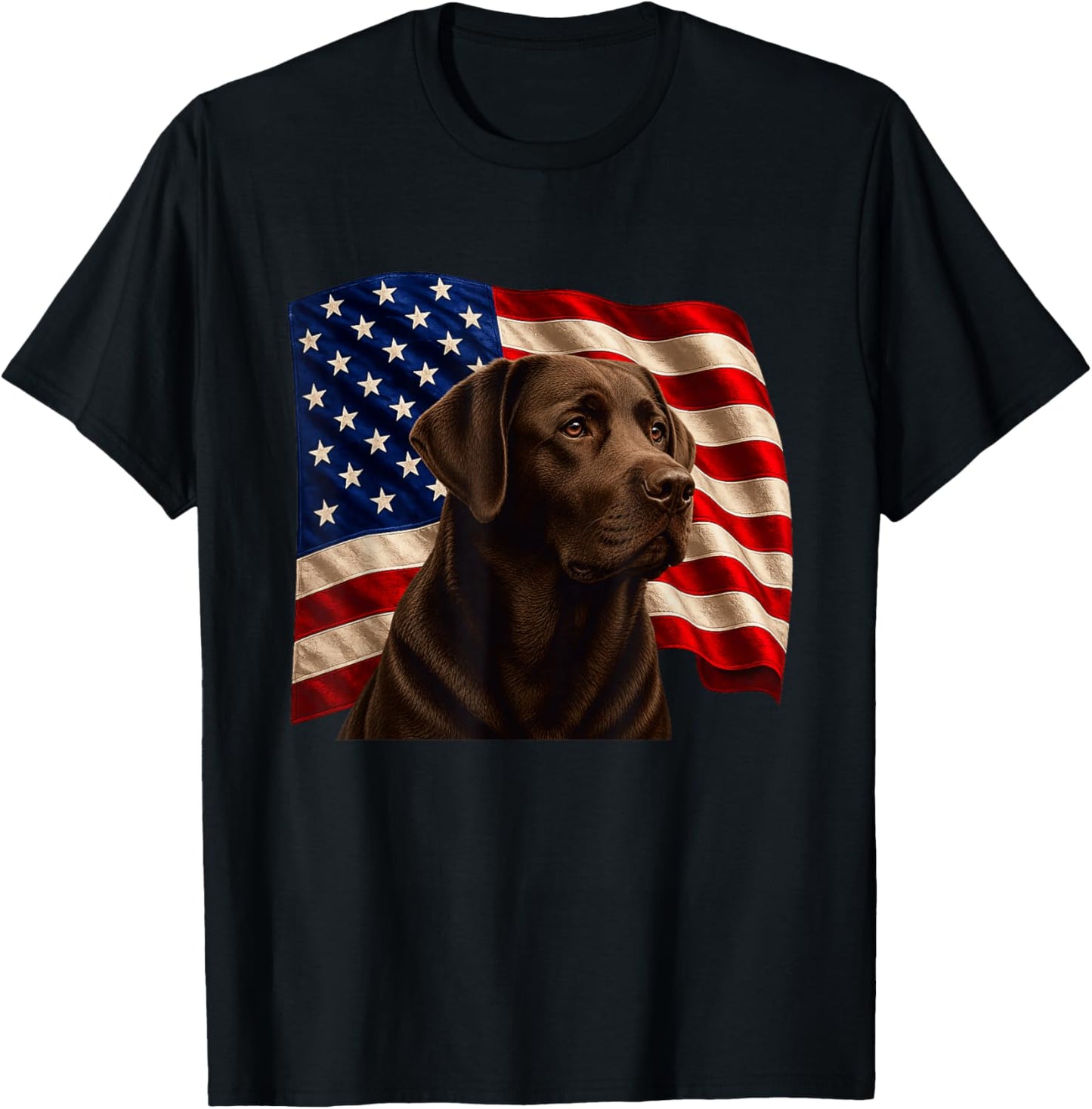 Chocolate Lab Patriotic 4th July USA Flag Chocolate Labrador T-Shirt - T-Shirt | Black