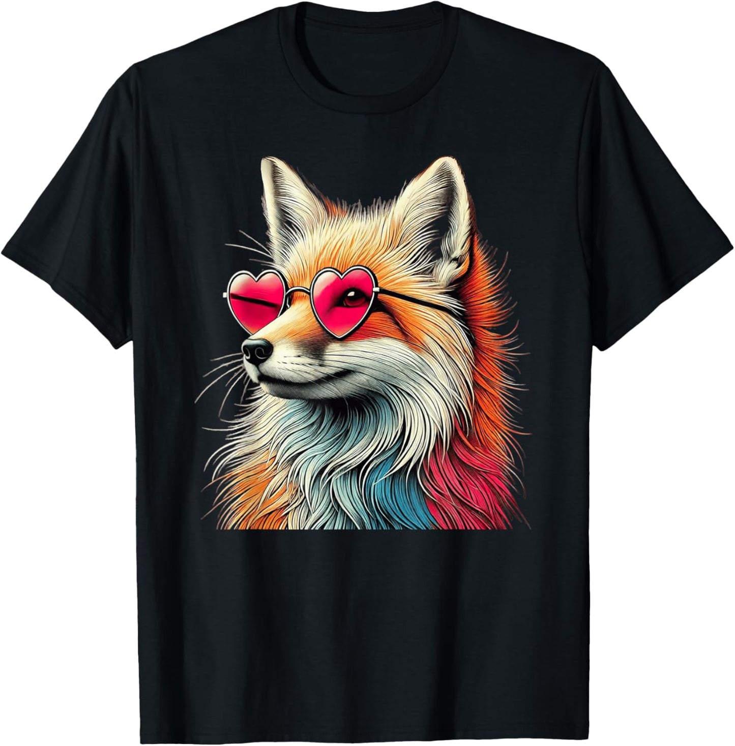 Valentines Day Fox Heart Sunglasses Boys Girls Women T-Shirt - T-Shirt | Black