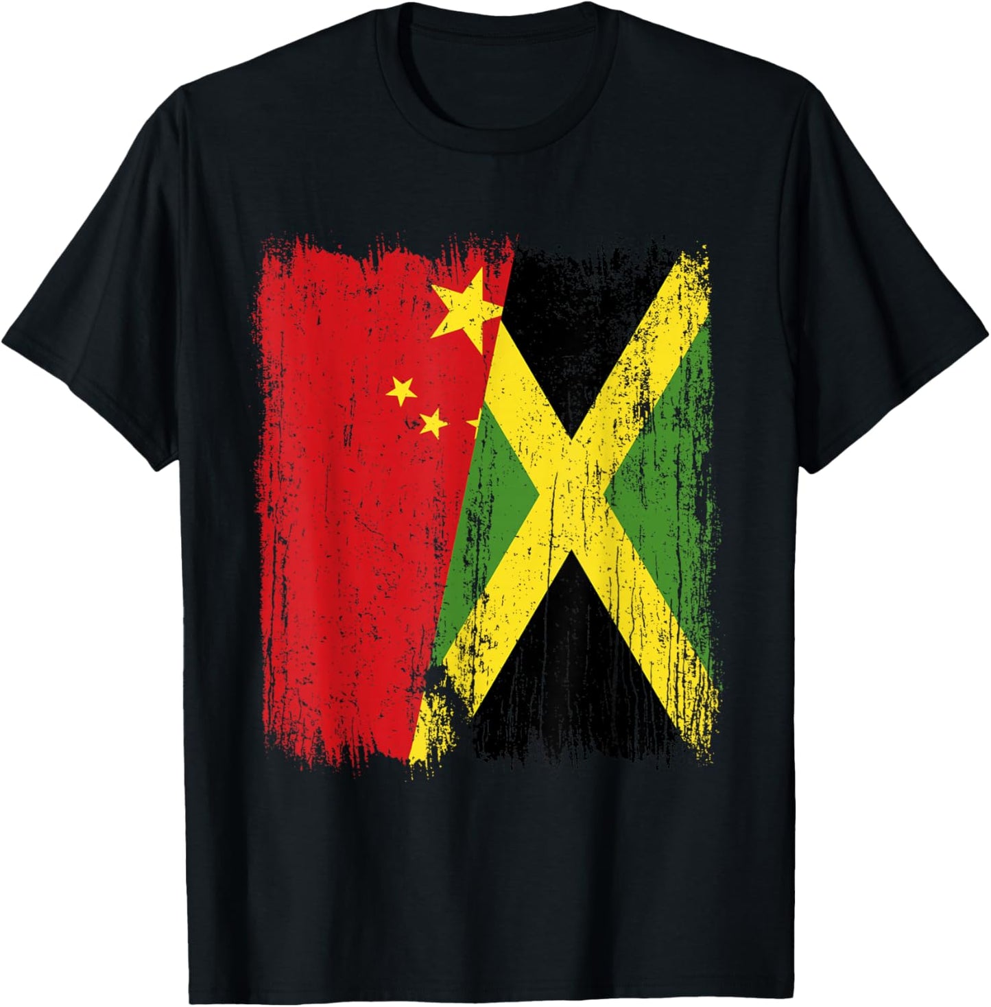 China Jamaica Half Flag Chinese Jamaican Heritage T-Shirt - T-Shirt | Black