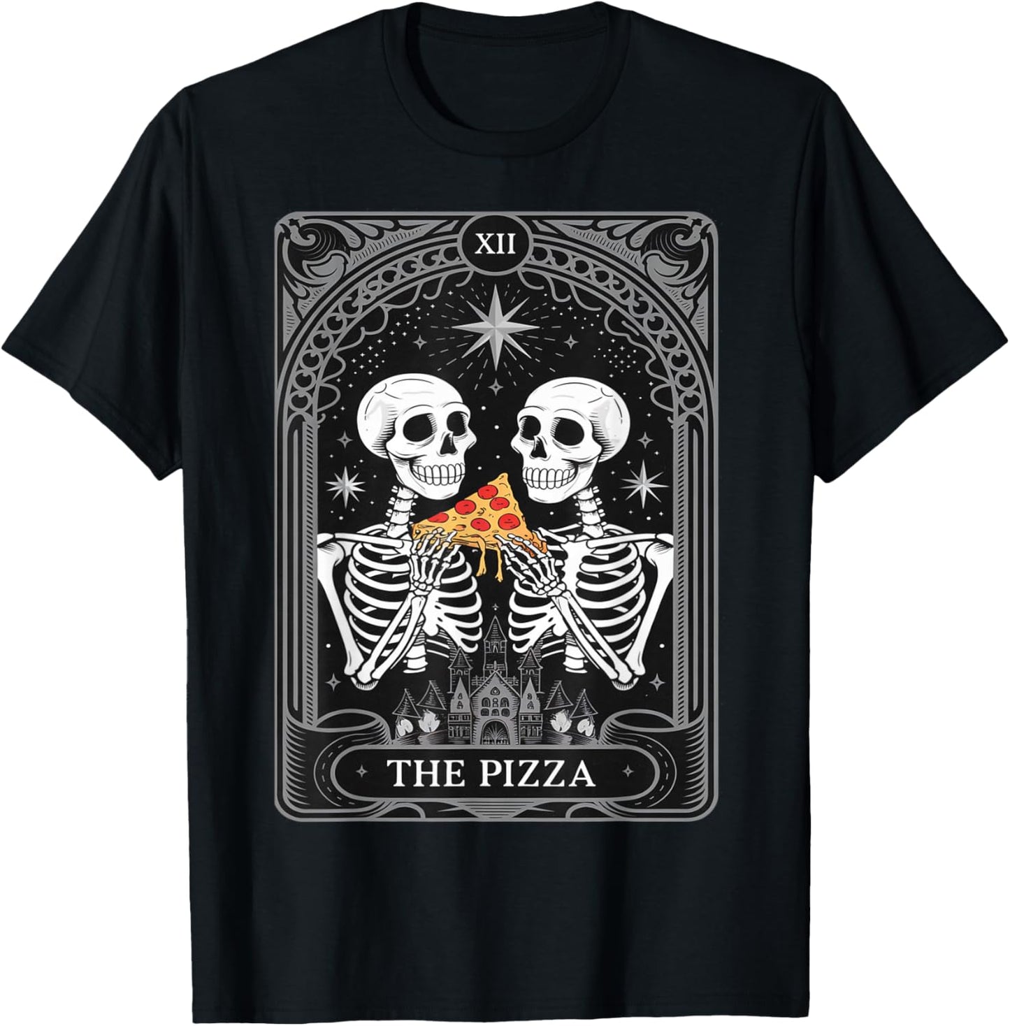 The Pizza Vintage Pizza Slice Tarot Card T-Shirt - T-Shirt | Black