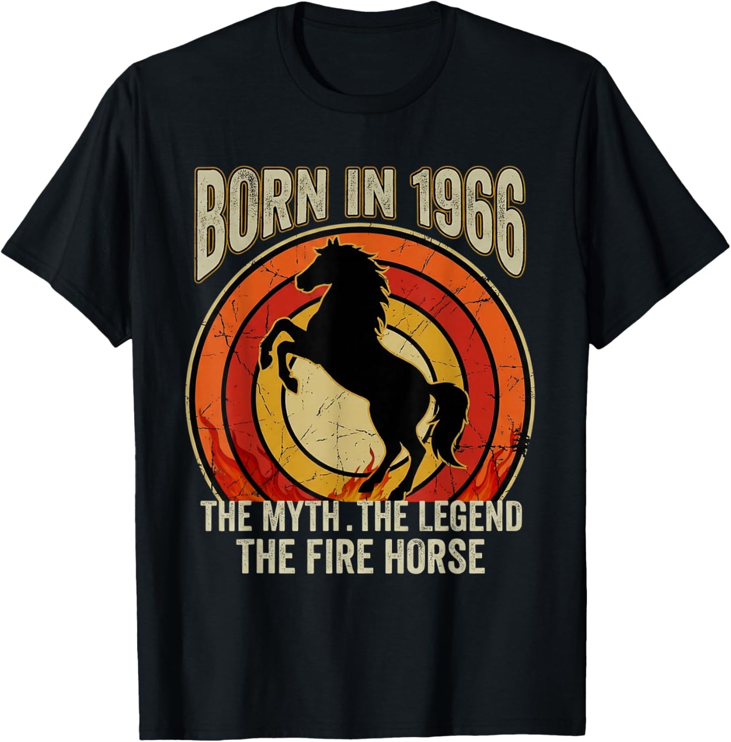 Geboren 1966 The Myth The Legend The Fire Horse Retro T-Shirt - T-Shirt | Black