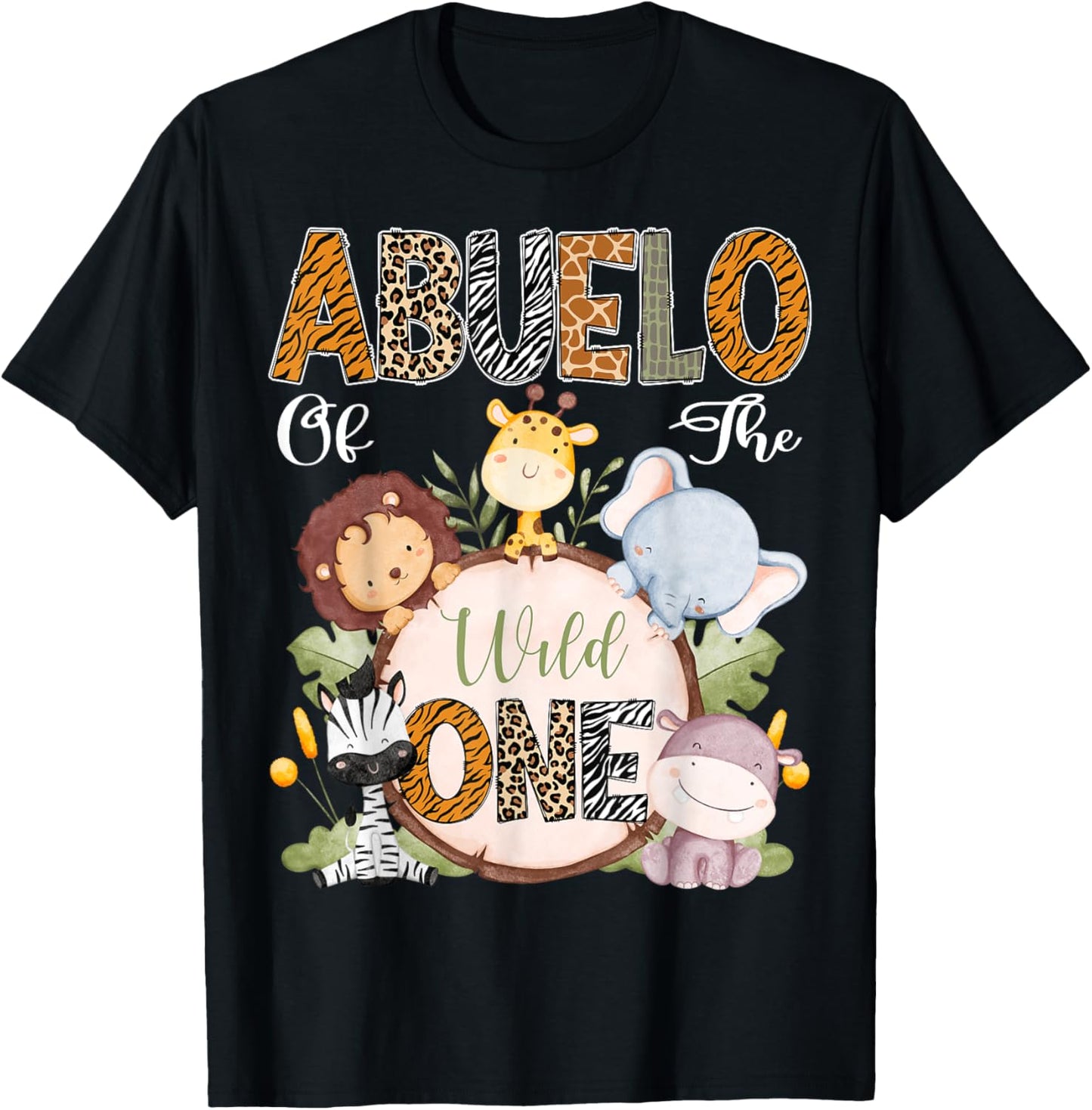 Abuelo Of The Wild One 1St Birthday Safari Woodland T-Shirt - T-Shirt | Black