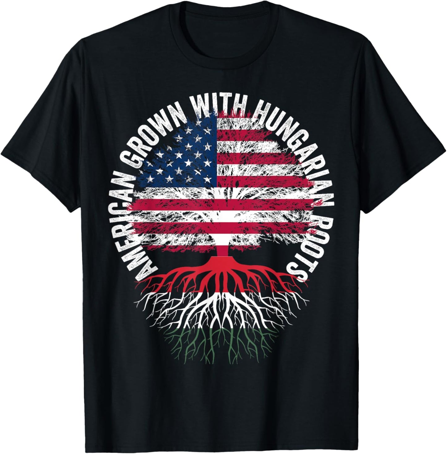 American Grown Hungarian Roots,Family heritage USA Hungary T-Shirt - T-Shirt | Black