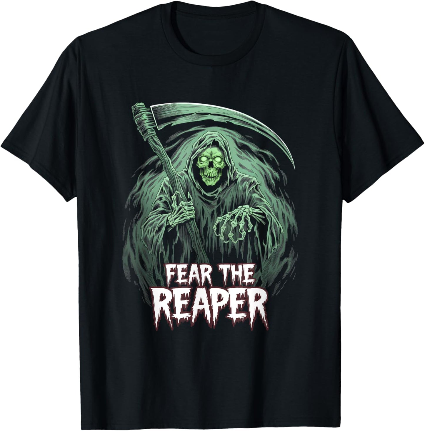 Grim Reaper Fear the Reaper Swirling Fog Art Horror Fans T-Shirt - T-Shirt | Black