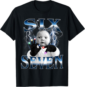 Ai Baby 67 Six Seven Bootleg Hand Gloving Niche Ai Baby Meme T-Shirt - T-Shirt | Black