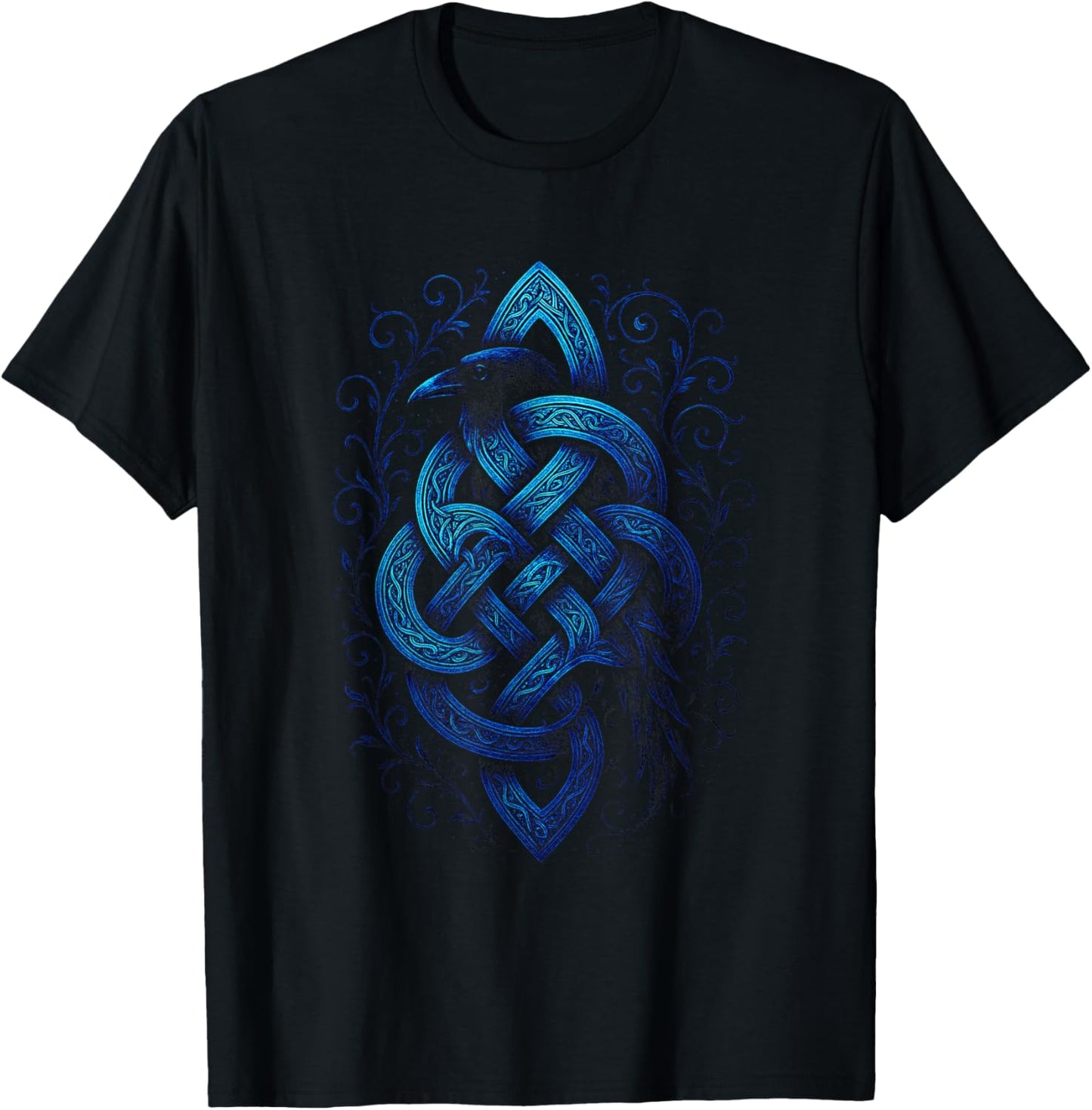 Celtic Raven Knot - Gothic Irish Shamrock Art T-Shirt - T-Shirt | Black