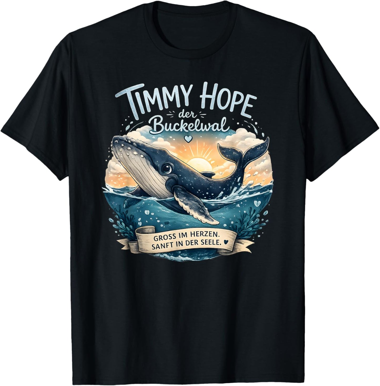 Timmy Hope Buckelwal Wal Meer Ozean Natur Design T-Shirt - T-Shirt | Black