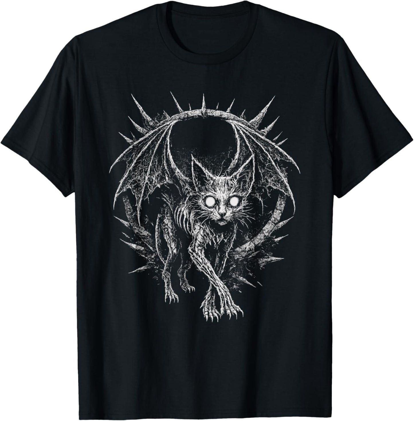 Vampire Cat Zombie Horror Goth Alt Evil Occult Deathcore Art T-Shirt - T-Shirt | Black
