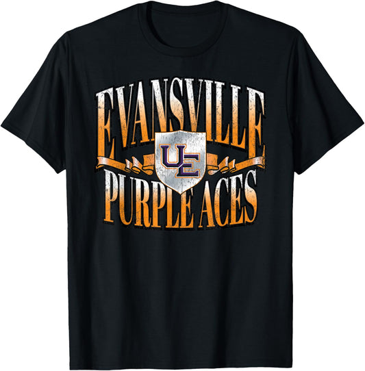 Evansville Purple Aces Retro Class Officially Licensed T-Shirt - T-Shirt | Black