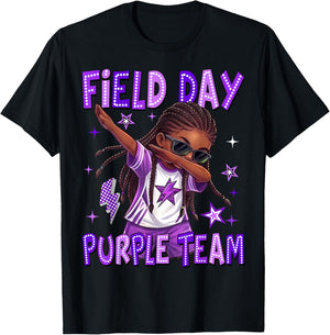 Field Day Purple Team Dab African Black Girl Game Field Trip T-Shirt - T-Shirt | Black