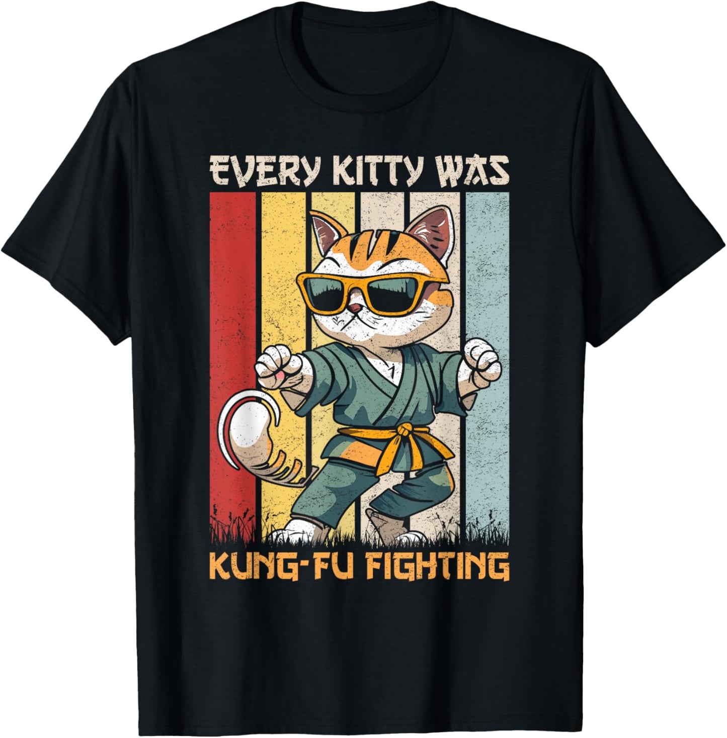 Cat Kung-Fu Fighting Cat Lover Cats Quote Funny Cat Owner T-Shirt - T-Shirt | Black