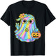 Girls Coquette Bow Ghost Pretty Pastel Hippie Halloween T-Shirt - T-Shirt | Black
