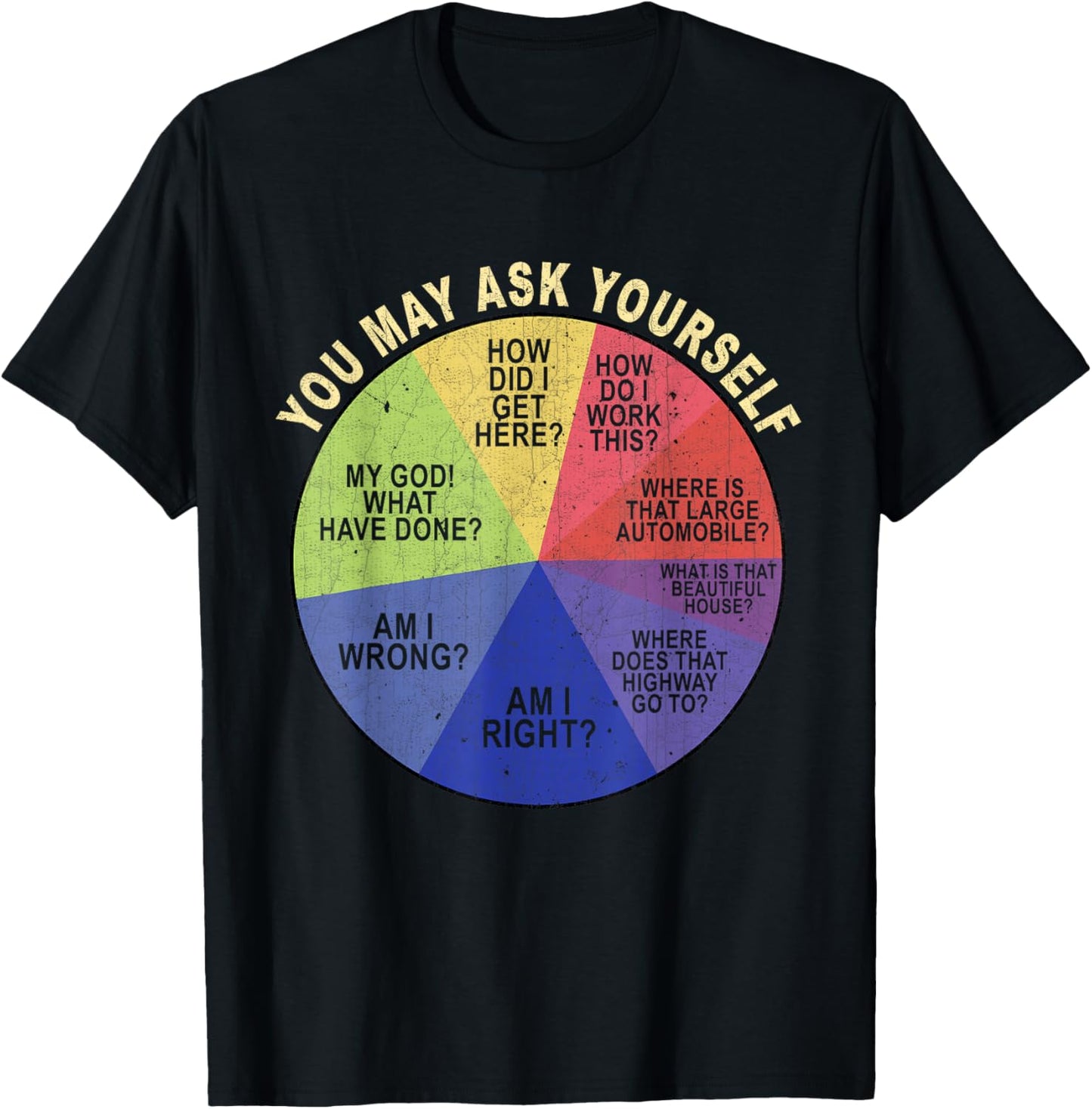 Vintage You May Ask Yourself Retro Pie Chart 80s Music T-Shirt - T-Shirt | Black