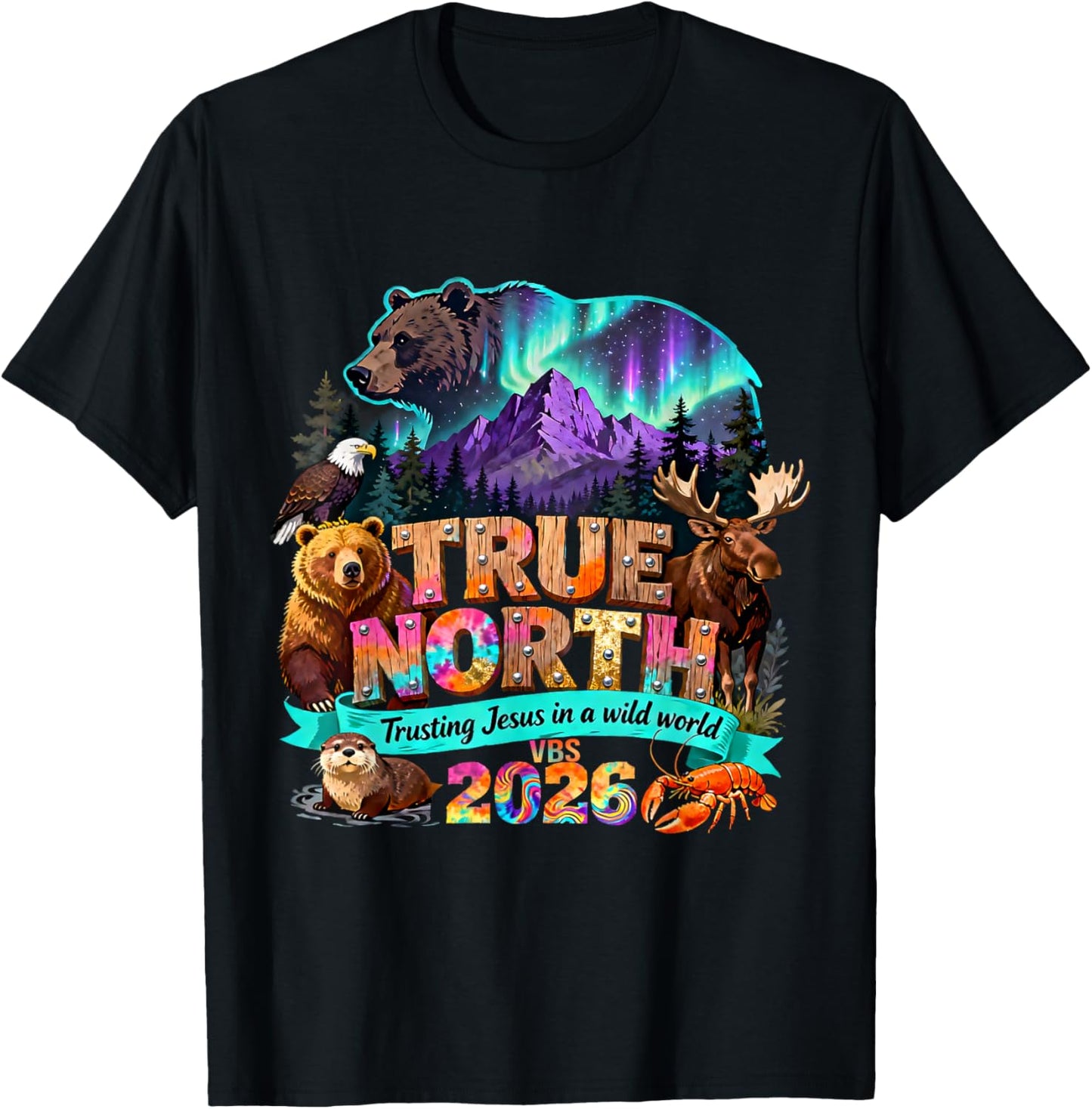 Vintage True North Trusting Jesus in A Wild World VBS 2026 T-Shirt - T-Shirt | Black