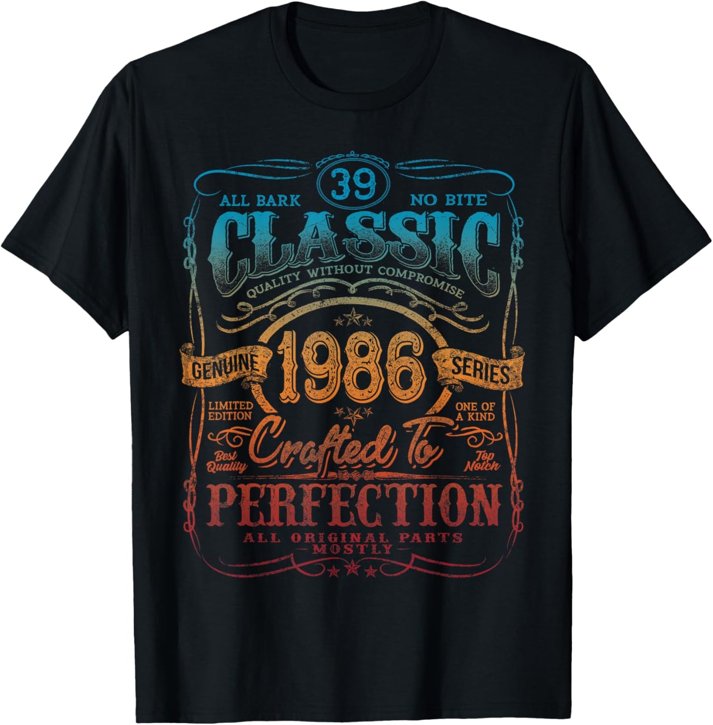 Vintage 1986 Limited Edition Shirt 39 year old 39th Birthday T-Shirt - T-Shirt | Black