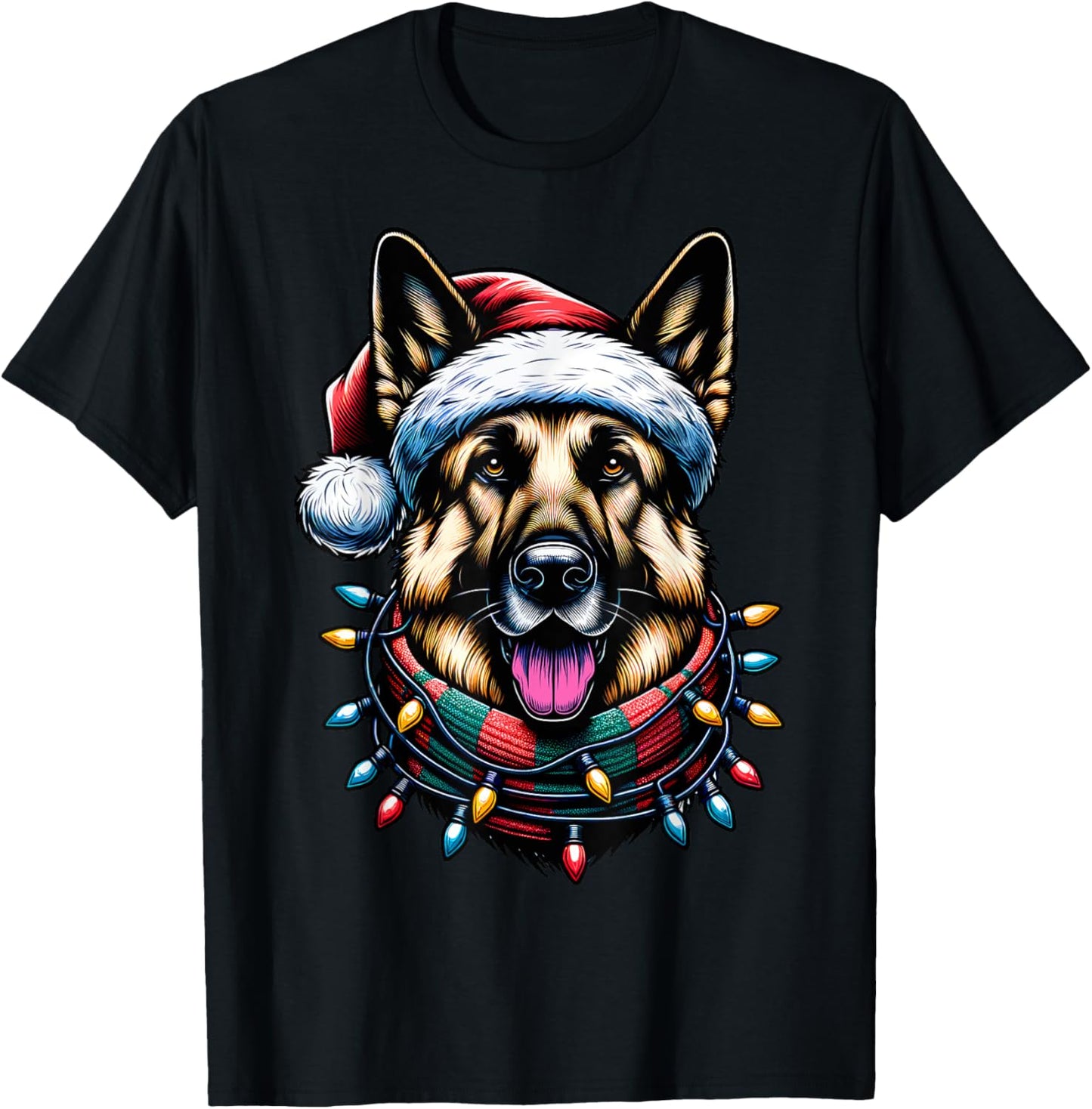 Christmas German Shepherd Xmas Shepherd Mom Dog Lover T-Shirt - T-Shirt | Black