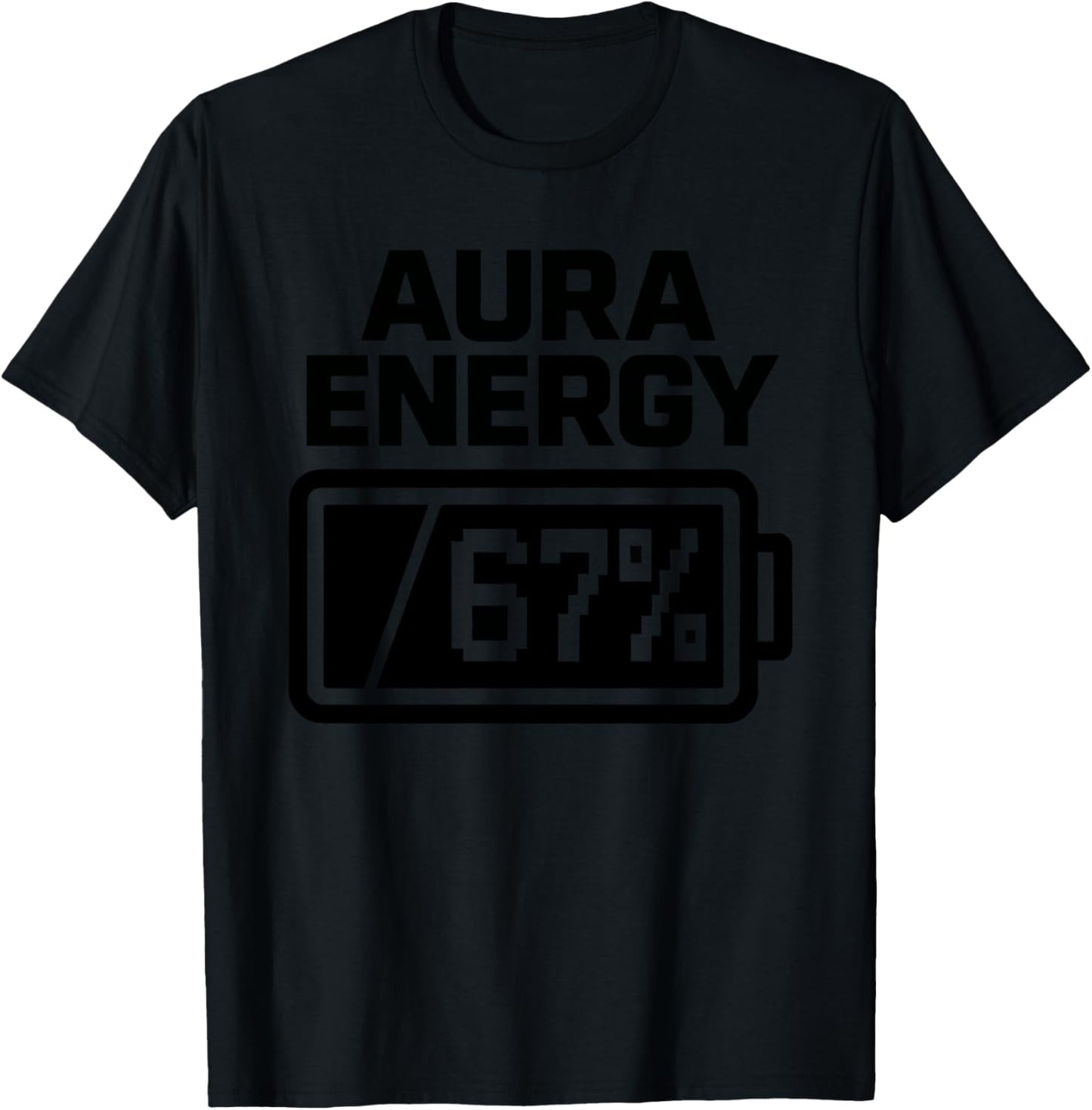 Aura Energy 67 Percent Gen Alpha Retro Meme T-Shirt - T-Shirt | Black