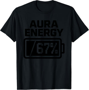 Aura Energy 67 Percent Gen Alpha Retro Meme T-Shirt - T-Shirt | Black