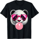 Funny Panda Pink Glasses Blowing Bubble Gum Animal Lovers T-Shirt - T-Shirt | Black
