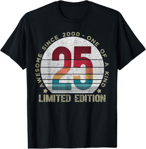 25 Year Old Gifts Vintage 2000 Limited Edition 25th Birthday T-Shirt - T-Shirt | Black