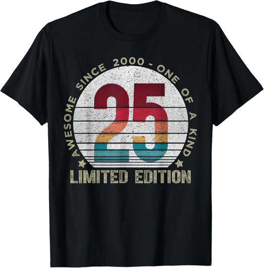25 Year Old Gifts Vintage 2000 Limited Edition 25th Birthday T-Shirt - T-Shirt | Black